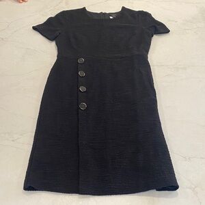 Ann Taylor Black Textured Midi Dress